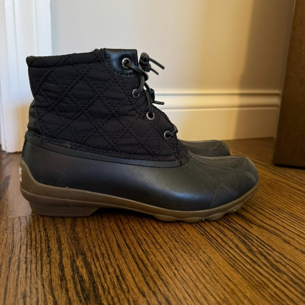 Womens Black Sperry Duck Boots - Size 6.5